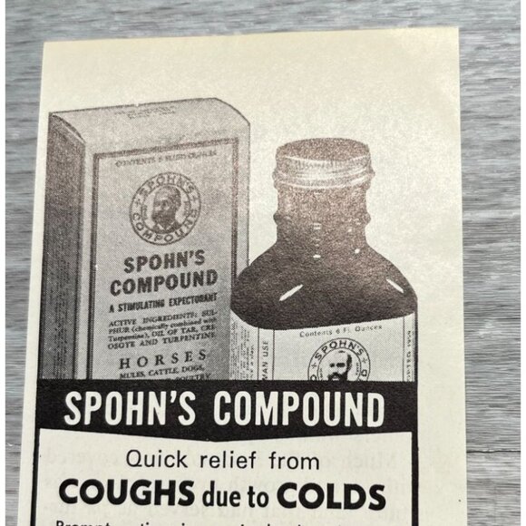 Spohn Medical Co Vintage Mini Print Ad 1970s Horses Coughs Colds Medicine - Picture 4 of 6